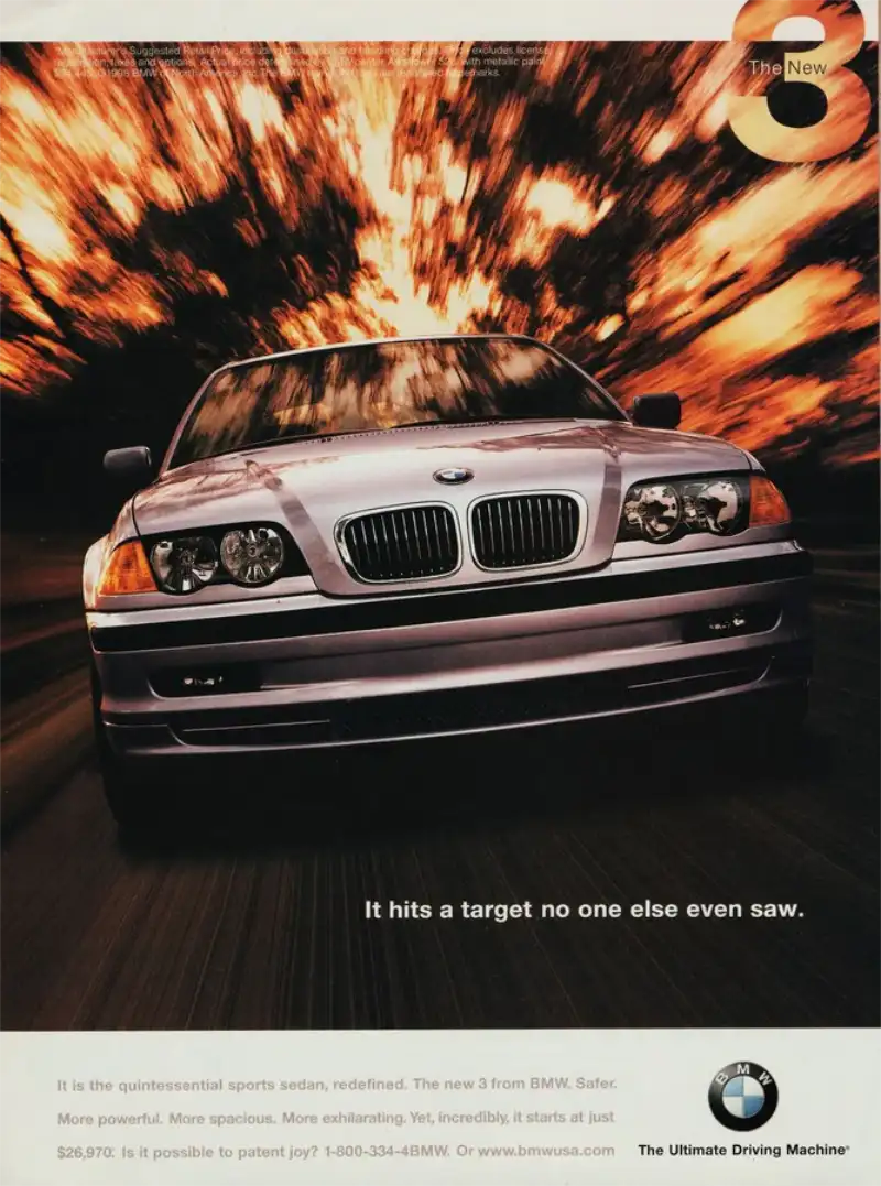 Vintage auto ad: BMW, It hits a target no one else even saw. Vintage auto ad: BMW, It hits a target no one else even saw.